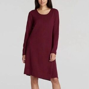 Eileen Fisher Women’s Small Petite Burgundy Red Merino Wool Asymmetrical Dress